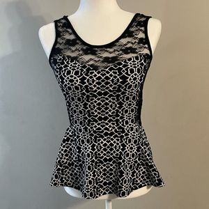 Deb - White & Black Lace Dressy Tank Top 🖤